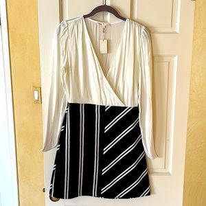 New with tag Maje off white/ black &white stripe dress.